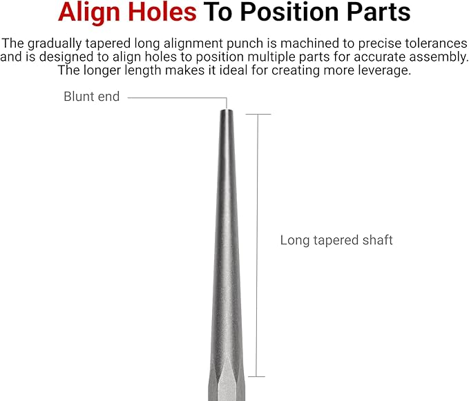 TEKTON Long Alignment Punch Set, 3-Piece (3/16, 1/4, 5/16 in.) | 66556 | Made in USA