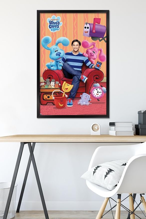Nickelodeon Blue's Clues - Group Wall Poster, 34L" x 22.4W", Black Framed Version