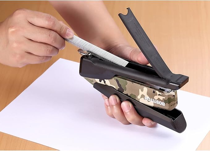 Bostitch Office Metal Spring Powered Stapler, One Finger, Supports Wounded Warrior Project, Camouflage (INP28-WW)