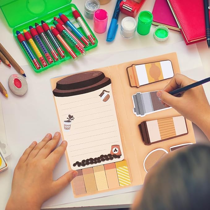 QPIXVB Funny Sticky Notes for Work,Coffee Lover Gifts,Coffee Sticky Notes Set,550 Sheets,Gifts for College Students,Back to School Teacher Gift,Divider Tabs Bundle for Men Women Home School Supplies