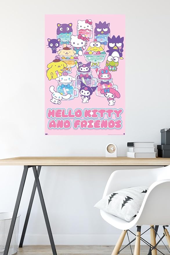 Trends International Hello Kitty and Friends: 24 Summer Fresh - Group Wall Poster, 22.37" x 34.00", Poster & Mount Bundle