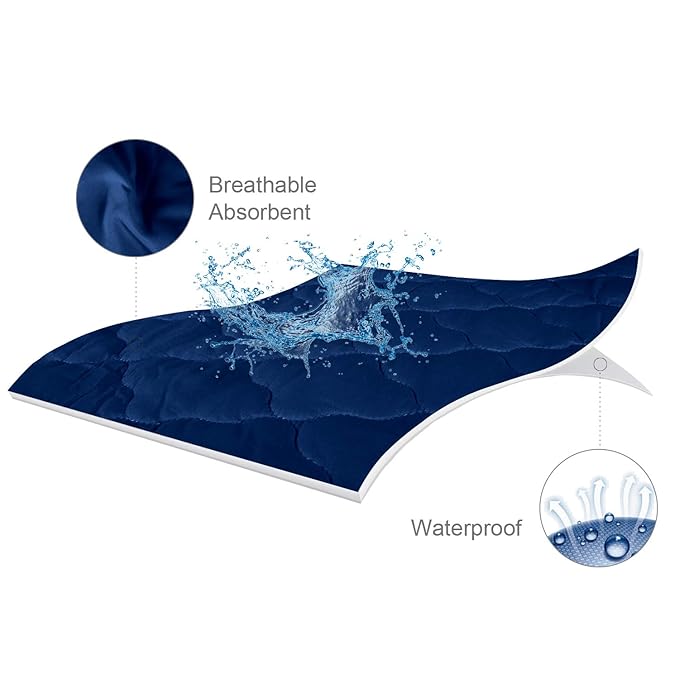 Pack and Play Mattress Protector Sheets Fitted Waterproof Pack and Play Mattress Pad Cover, Compatible with Graco Pack n Play & Dream On Me & Pamo Babe, Playpen/Playard Sheet Quilted, Navy, 39" x 27"