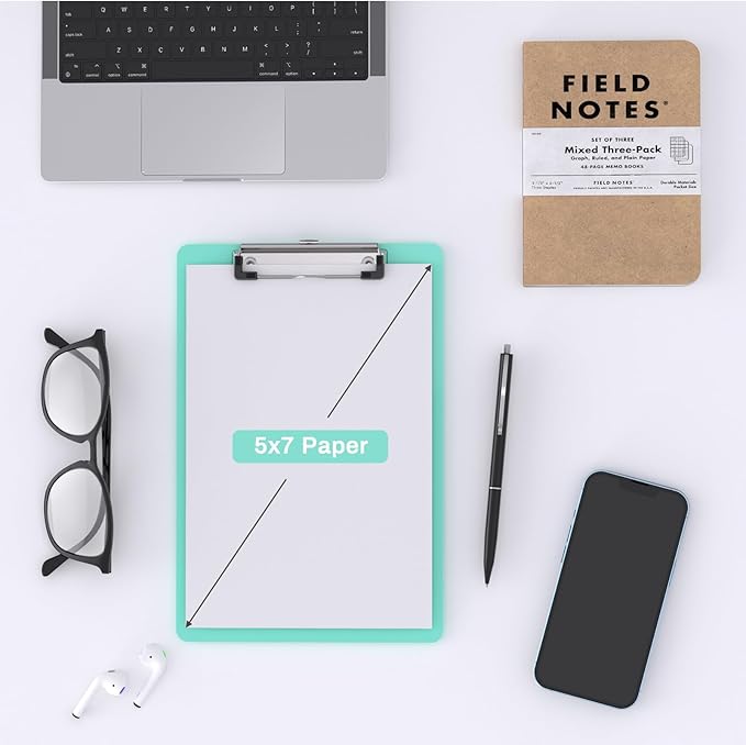 2 Pack Small Clipboards, A5 Plastic Mini Teal Clip Board for Classroom, Students, Kid, Size 6" x 9" with Low Profile Clip, Office & School Supply