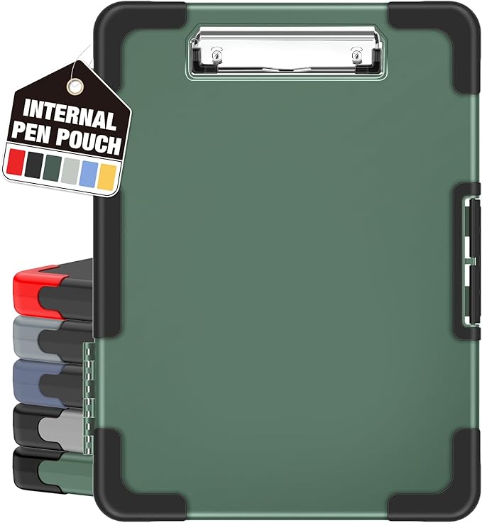 Sooez Toughest Clipboard with Storage, Internal Pen Pouch Included, Letter/ A4 Size, Shockproof Heavy Duty Plastic Clip Boards 8.5x11”, High Capacity Clipboards Box Case for Contractor Trucker Driver