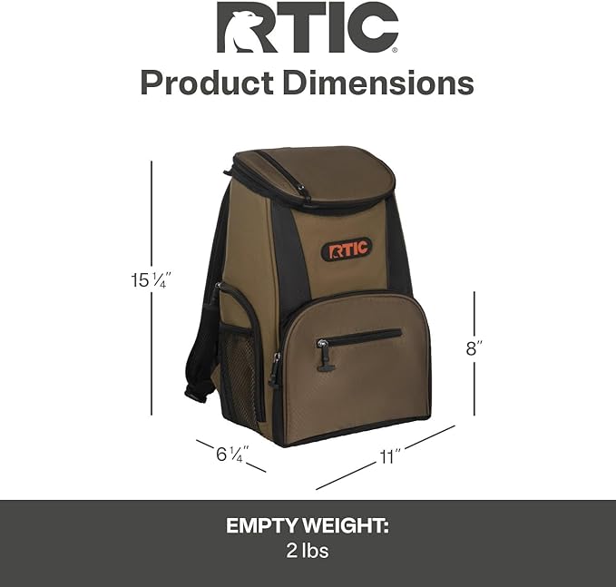 RTIC 15 Can Lightweight Backpack Cooler Soft Insulated Portable Bag for Lunch, Beach, Drink, Beverage, Travel, Camping, Picnic, Car, Hiking,