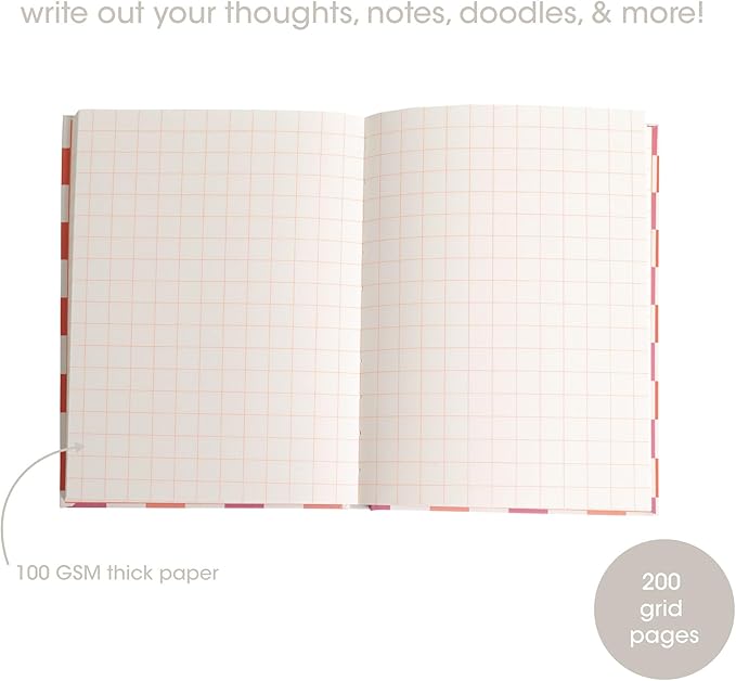 Pearhead Pink & Orange Star Cutout Hardcover Graph Notebook, 6.25x8.25 Grid Journal for Bullet Journaling, Planning & School Notes, 200 Pages