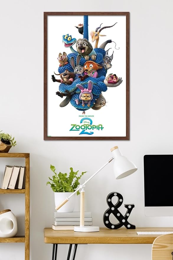 Disney Zootopia 2 (2025) - Group One Sheet Wall Poster, 34L" x 22.4W", Mahogany Framed Version