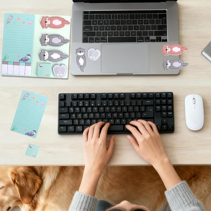 QPIXVB Otters Sticky Notes,Otter Gifts,Otter School Supplies,440 Sheets Cute Sticky Notes,Otters Divider Tabs Bundle,Writing Memo Pads Set for Back to School Office Supplies Stocking Stuffers