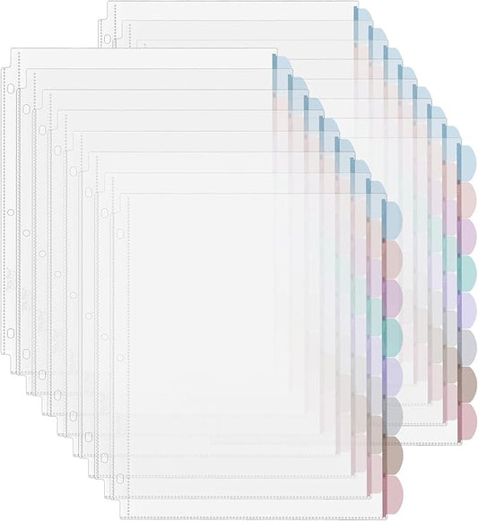 Mr. Pen- Clear Sheet Protectors with Tabs, 8 Tabs, 16 Sets, Clear Plastic Dividers for 3 Ring Binder, Insertable Index Page Divider Multicolor Tabs
