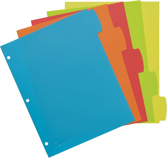 Avery Big Tab Write & Erase Durable Plastic Dividers, 5-Tab Set, Multicolor Brights, 3 Sets (21212)