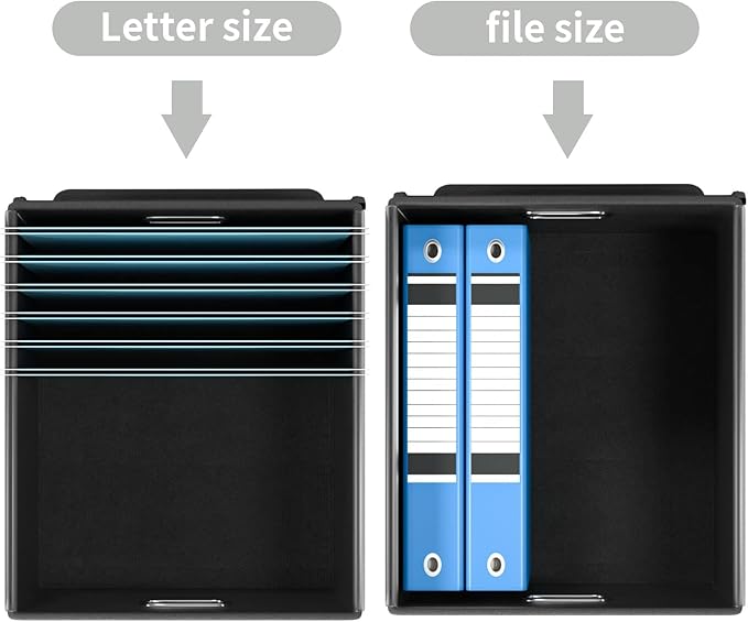 Huolewa File Organizer Box with Lid, Collapsible File Folder Organizer for Office Document Storage, Filing Box with Plastic Slide for Letter Size Hanging File Folders(1 Pack, White)