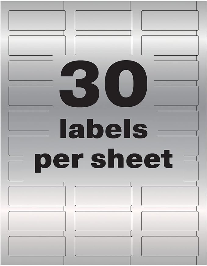 Avery Metallic Asset Tag Labels, 3/4 x 2, Laser Printable Tags, 240 Waterproof Labels (61524)