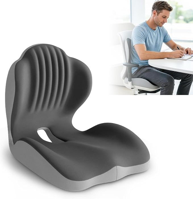 2026 Ergonomic Lumbar & Seat Support Cushion, Memory Foam Seat Cushion with Lumbar Support Pillow, Memory Foam Coccyx Cushion for Tailbone Pain, Back Pain, Sciatica and Hemorrhoid Relief