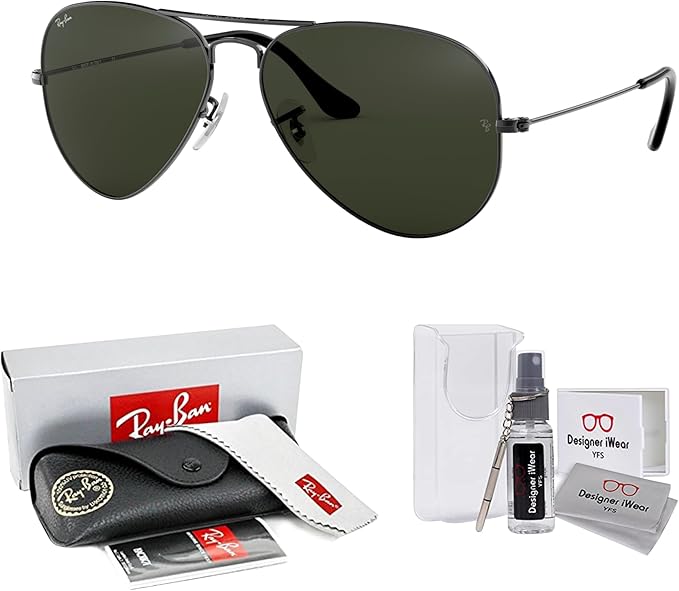 Ray-Ban RB3025 Metal Aviator Sunglasses For Men For Women +BUNDLE with ACCESSORY EYEWEAR KIT