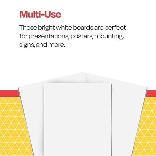 School Smart Poster Board Paper, White, 12 pt Thick, for Posters, Signs, Crafts, Displays, Classroom Projects, 11 x 14 Inches, 25 Pack
