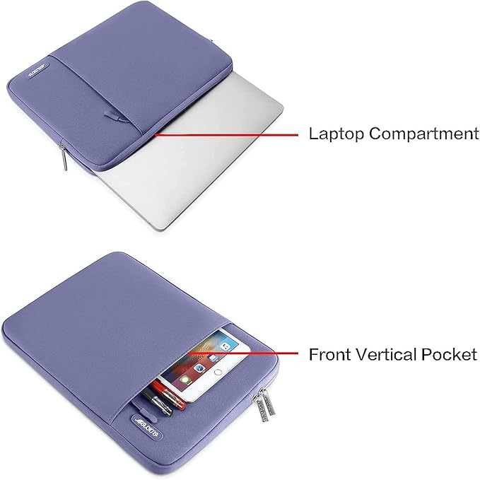 MOSISO Laptop Case 13.3 inch, 13-13.3 inch Laptop Sleeve Compatible with MacBook Air/Pro 13/Pro 14 M5 M4 M3 M2 M1, HP Dell ASUS Lenovo,Polyester Vertical Computer Sleeve Bag with Pocket, Lavender Gray