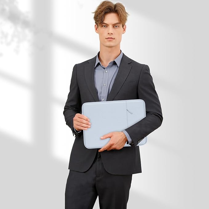 MOSISO Laptop Case 13.3 inch, 13-13.3 inch Laptop Sleeve Compatible with MacBook Air/Pro 13/Pro 14 M5 M4 M3 M2 M1, HP Dell ASUS Lenovo,Polyester Vertical Computer Sleeve Bag with Pocket, Baby Blue