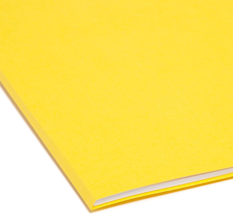 Smead File Folder, Reinforced 1/3-Cut Tab, Letter Size, Yellow, 100 per Box (12934)