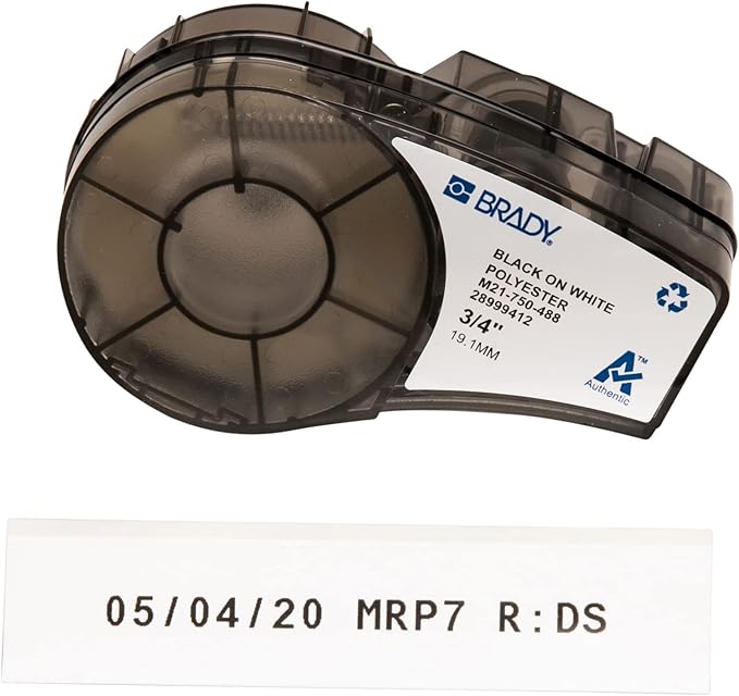 Brady Authentic (M21-750-488) Solvent-Resistant Lab Label for Lab, Barcode and Printed Circuit Board Labeling, Black on White- For M210, M210-LAB, M211, BMP21-PLUS and BMP21-LAB Printers, .75" W 21' L