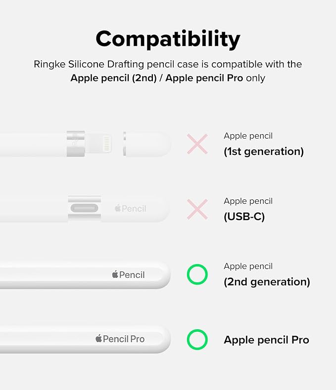 Ringke Silicone Drafting Pencil Case Compatible with Apple Pencil 2nd Generation and Apple Pencil Pro Case, Perfect Grip Silicone Protective Cover Sleeve Accessories - Blue
