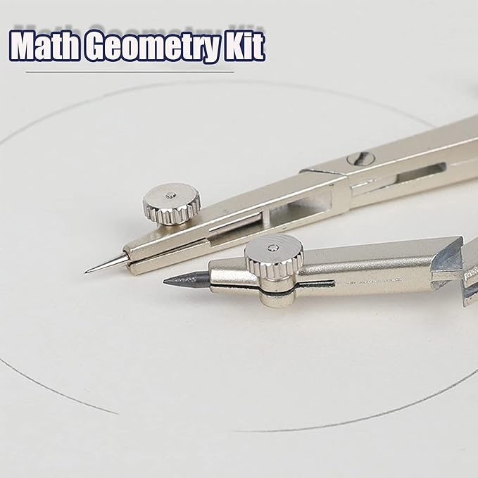 Compass Geometry Tool, 13PCS Compass and Protractors Set Math Geometry Drawing Tool Precision Set Graphic Compasses Triangle Rulers Pencils Protractor with Storage Case (Brown)