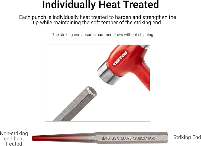 TEKTON 3/16 Inch Solid Punch | 66075 | Made in USA