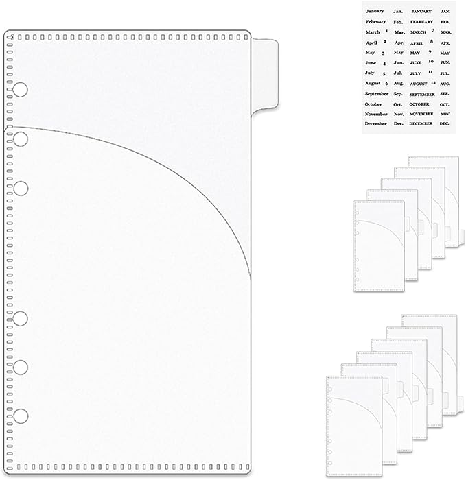 NatSumeBasics 12 A6 Cash Envelopes Frosted 0.3mm PP A6 Binder Pocket Dividers with Label Sticker for 6 Ring Budgeting Planner Inserts Supplies Accessories (12 Frosted)