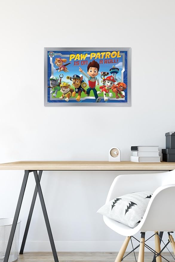 Nickelodeon Paw Patrol - Crew Wall Poster, 22.4L" x 14.7W", Silver Framed Version