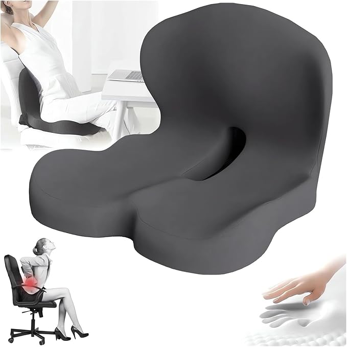 Memory Foam L-Shaped Integrated Seat Cushions for Car Truck Driver Ergonomic L Shape Lumbar Cushion Sciatica Back Pain Relief Office Chair Butt and Back Support Pillow Long Driving Booster Seat