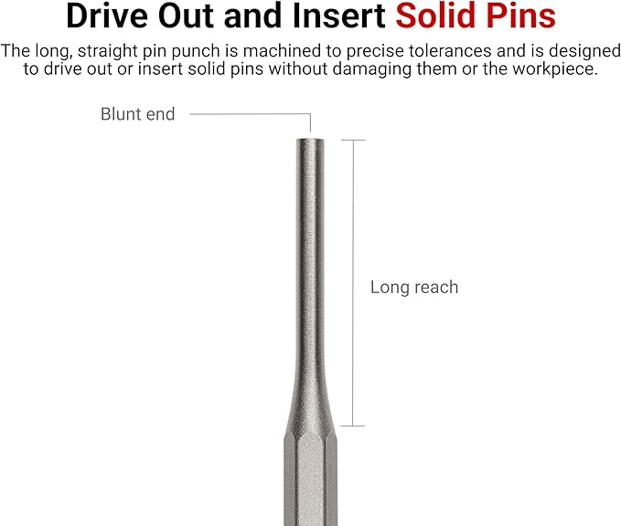 TEKTON 5/32 Inch Pin Punch | 66054 | Made in USA