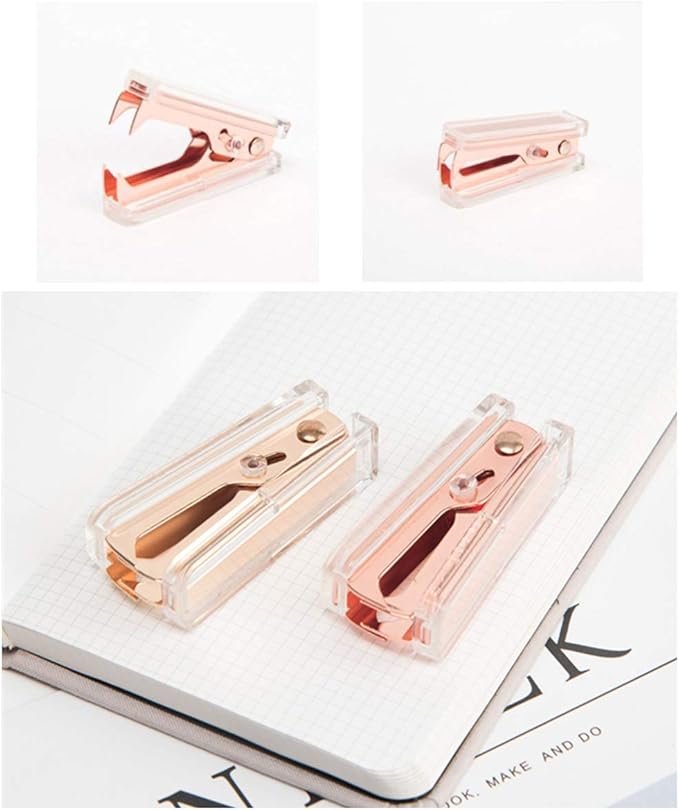 NatSumeBasics Staples Remover Rose Gold Clear Acrylic Staple Puller Removal Tool for Home Office School Desk Accessories (Rose Gold)