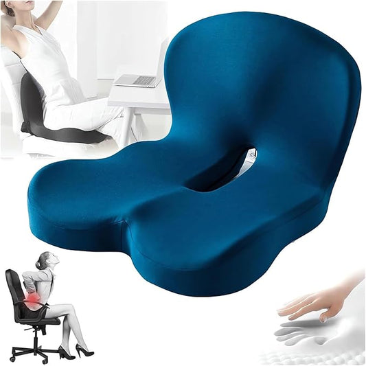Memory Foam L-Shaped Integrated Seat Cushions for Car Truck Driver Ergonomic L Shape Lumbar Cushion Sciatica Back Pain Relief Office Chair Butt and Back Support Pillow Long Driving Booster Seat (H1)