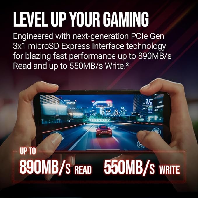 PNY microSD Express 128GB UHS-I U3 V30 A1 microSDXC Flash Memory Card, up to 890 Read & up to 550 Write, Ideal for microSD Express Compatible Devices Like Nintendo Switch 2