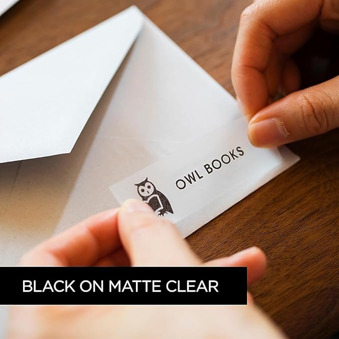 Brother P-touch TZe-M31 Black Print on Premium Matte Clear Laminated Tape 12mm (0.47”) wide x 8m (26.2’) long, TZEM31