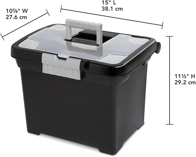 Sterilite Portable Lockable File Box Organizer with Handle and Clear Lid (8 Pack)