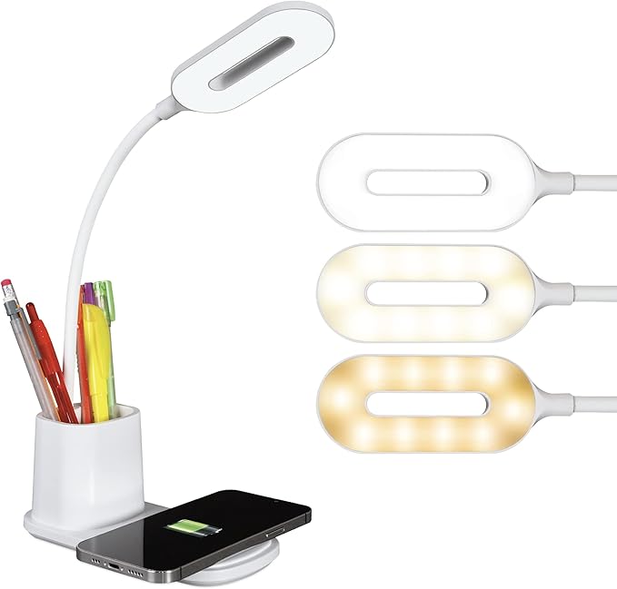 OttLite Organizer LED Desk Lamp, 15", White (7QC00W)