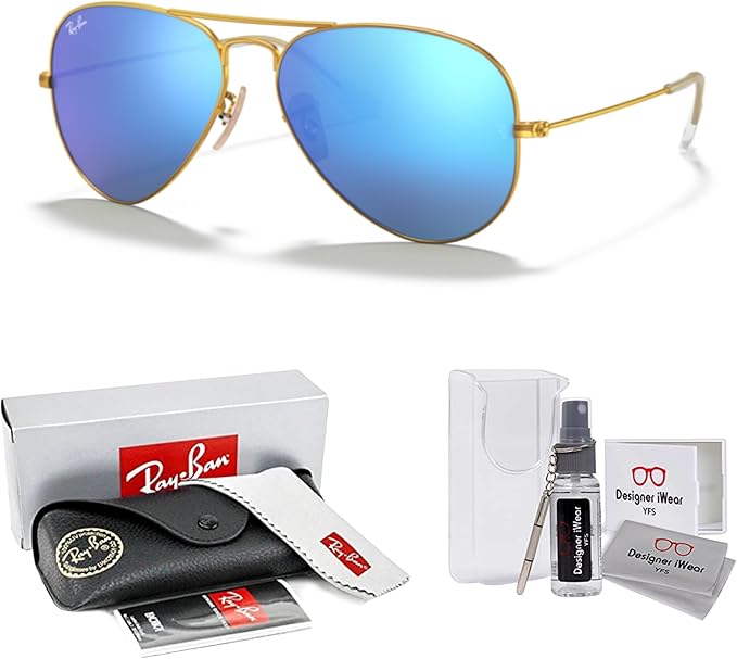 Ray-Ban RB3025 Metal Aviator Sunglasses For Men For Women +BUNDLE with ACCESSORY EYEWEAR KIT