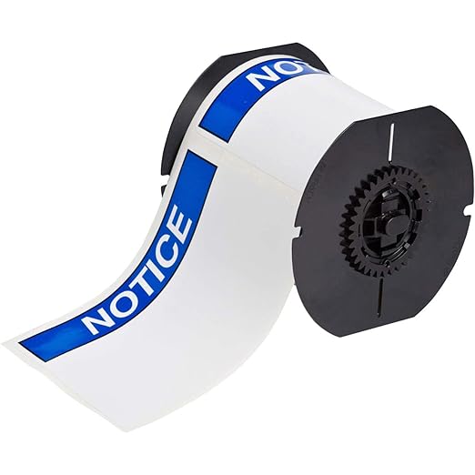 Brady B30-25-595-ANSINO 4" Height x 6" Width, B-595 Indoor/Outdoor Vinyl, White/Blue BBP31 Pre-Printed Pre-Cut Labels Tape with Sign Headers, 175 per Roll
