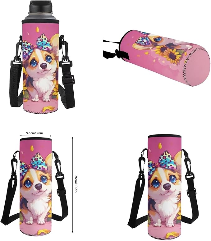 Corgi Dog Backpack for School Girls Boys 4-6 6-8 10-12 Kids School Bag Set with Lunch Bag Pencil Case Water Bottle Sleeve Elementary Preschool Kindergarten School Bookbag