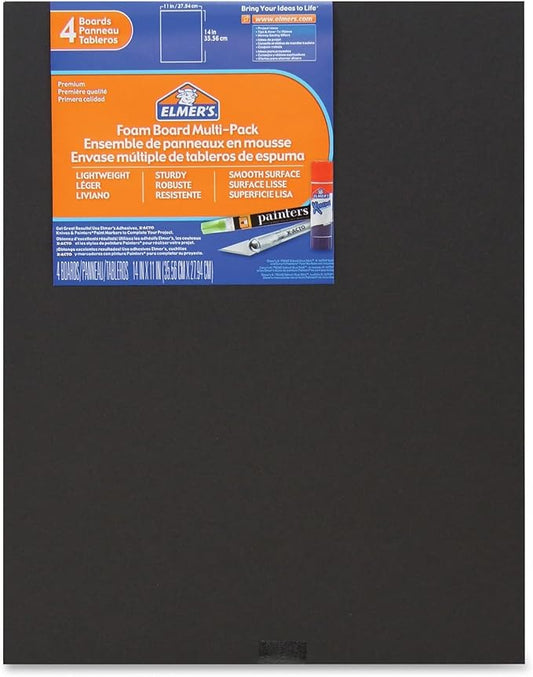Elmer's Foam Boards, 11 x 14 Inches, Black/Black Core, 4-Count (950024)
