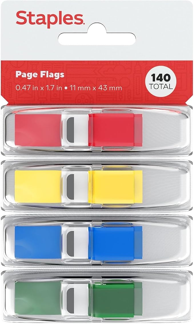 Staples Index Tabs, 2", Assorted Colors, 24 Tabs – Extra‑Wide Tabs for Filing, Binders & Document Organization
