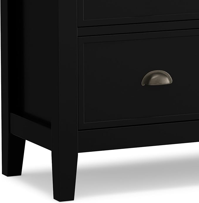SIMPLIHOME Redmond Storage Cabinet - 39 inch Wide Solid Wood Medium Storage Cabinet in Black, Transitional Accent Cabinet for Entryway or Living Room with 4 Drawers and Cabinet Storage