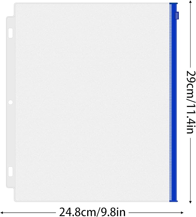 Antner 6 Pack Letter Size Binder Pockets for 3 Ring Binder, Multicolor Zipper Binder Pouches Loose Leaf Bags Document Folders, Waterproof PVC Binder Pockets Filing Bags for Business Office Supplies