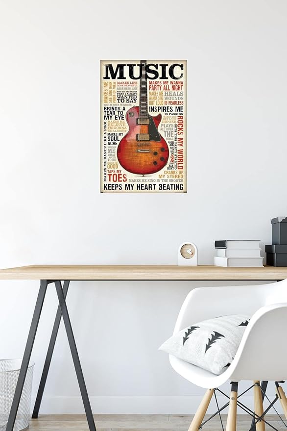 Trends International Music Inspires Me Wall Poster, 14.725" x 22.375", Premium Poster & Mount Bundle