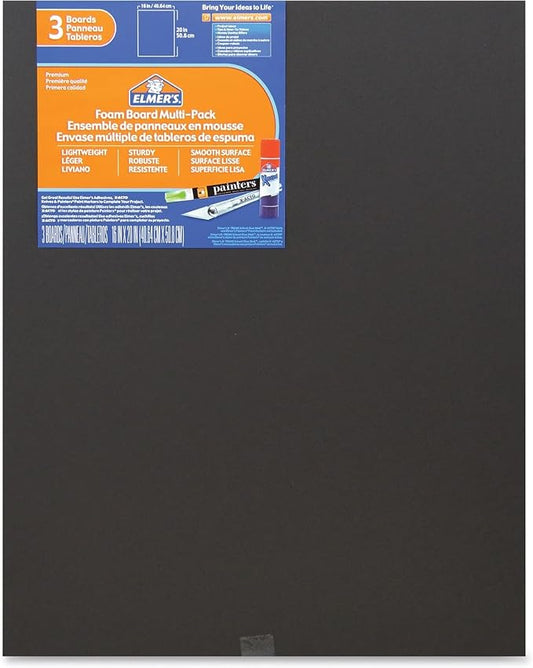 Elmer's Foam Board Multi-Pack, Black, 16x20 Inch, Pack of 3