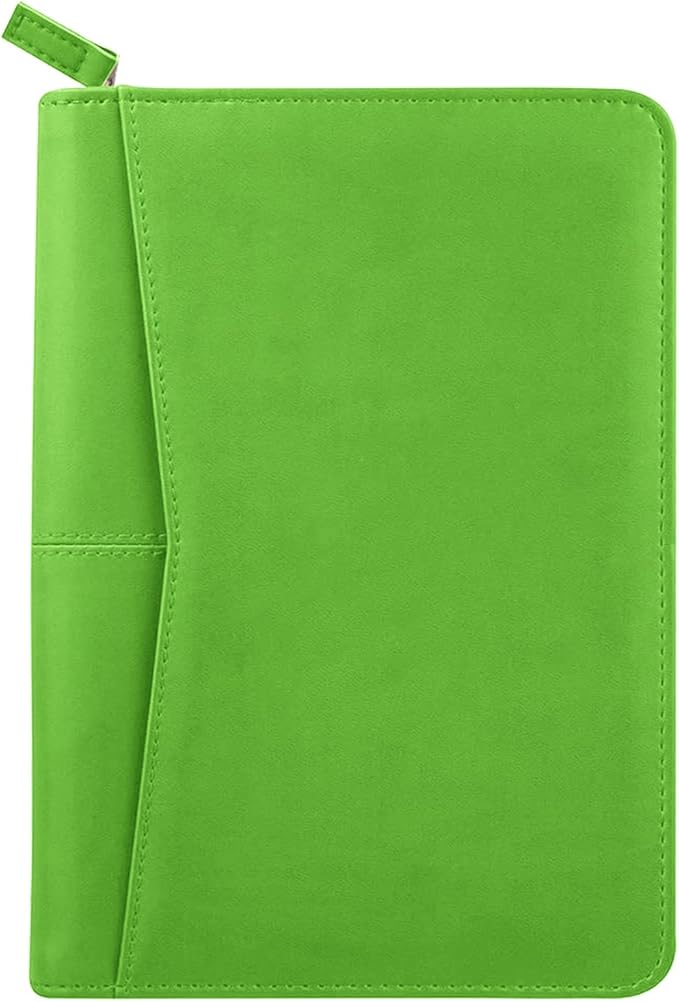 Small Portfolio Organizer, A5 Zippered Business Portfolio, Junior Padfolio Folder Binder for Women & Men, 5 x 8 Writing Pad Included,Green