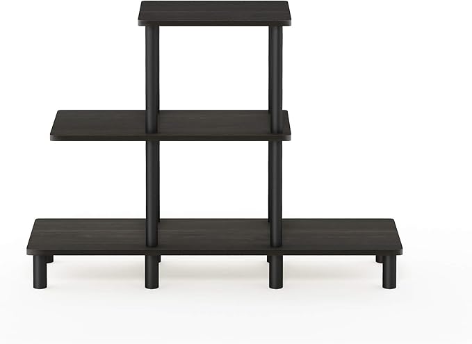FURINNO Turn-N-Tube 3-Tier Design Display Rack, Espresso/Black