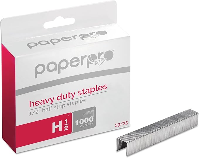 Bostitch Office PaperPro 1913 Heavy Duty 23/13 Staples, 100 Sheet Capacity (Box of 1,000), Silver, 1/2" leg
