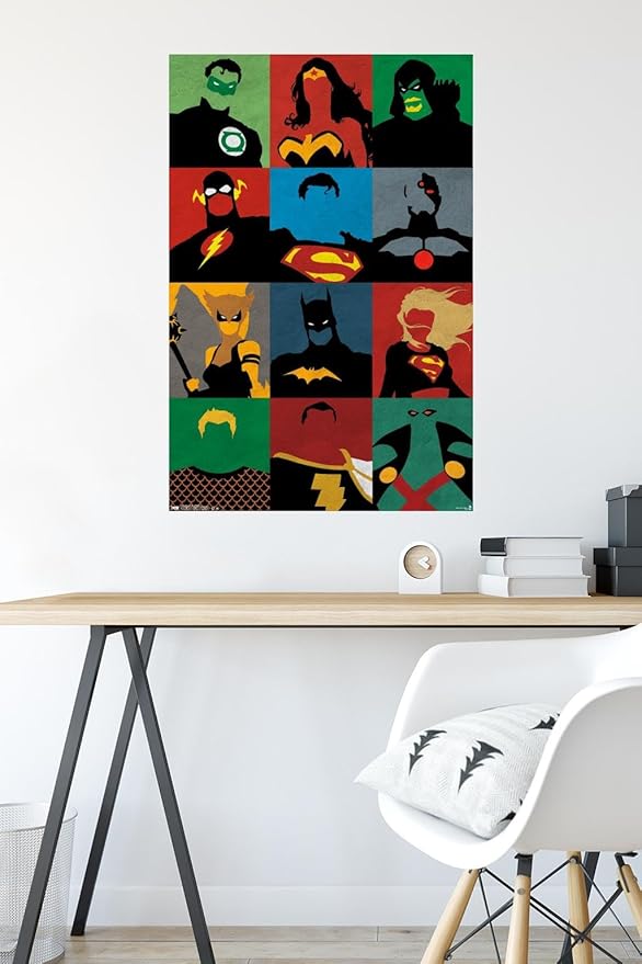 Trends International DC Comics - Justice League - Minimalist Wall Poster, 22.375" x 34", Premium Poster & Mount Bundle