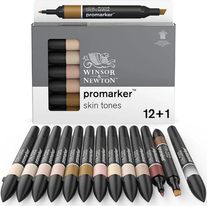 Winsor & Newton ProMarker Set, 12 Count, Skin Tones